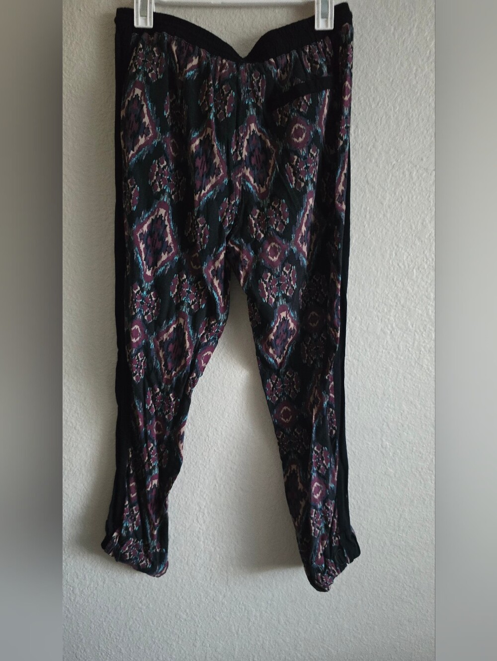 Mudd Black and Purple Boho Print Jogger Pants